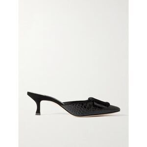 Manolo Blahnik Maysale Black Croc